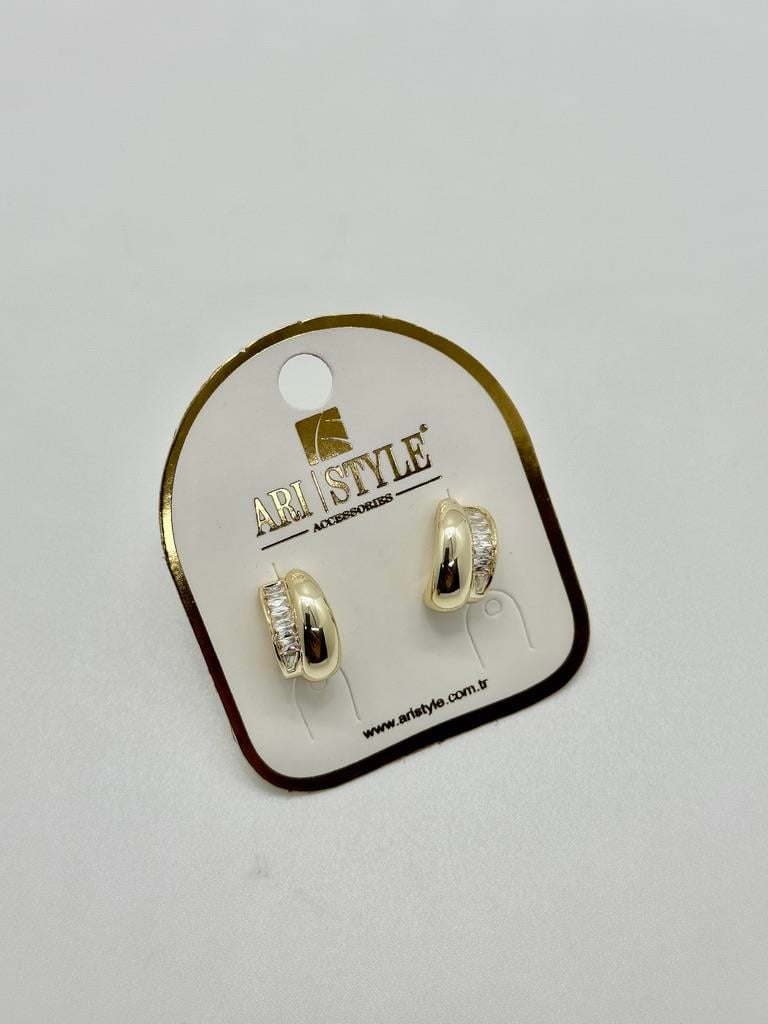 14K Altın Kaplama Taşlı Küpe BZ0206