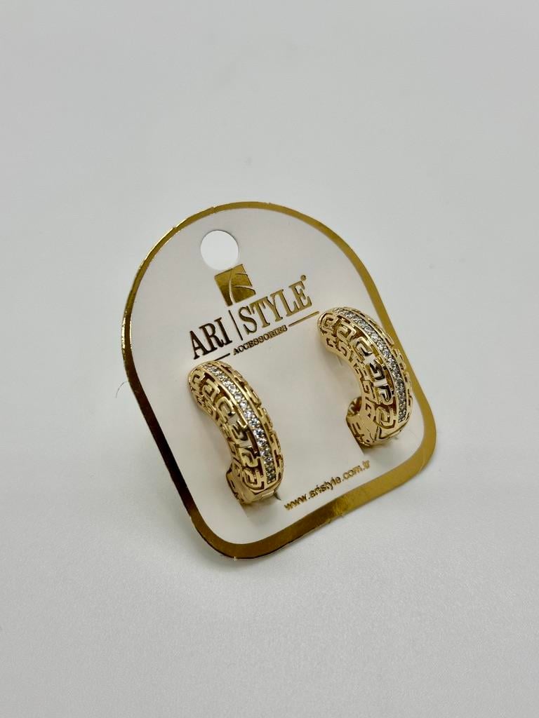14K Altın Kaplama Taşlı Küpe BZ0836