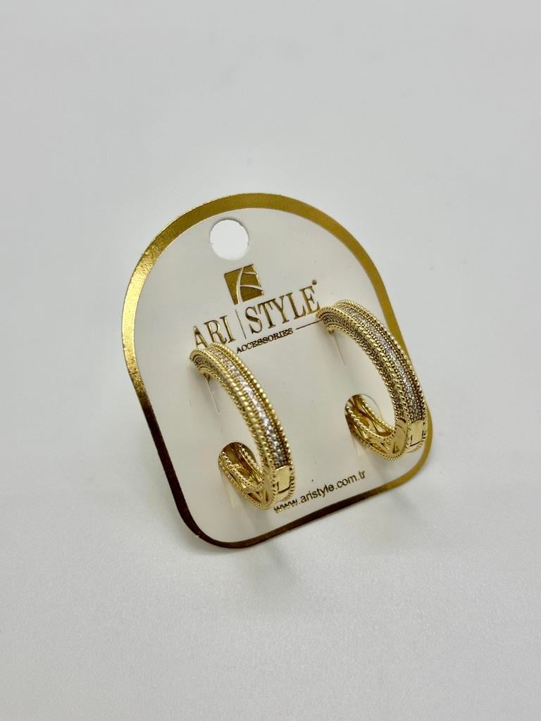 14K Altın Kaplama Taşlı Küpe BZ0838
