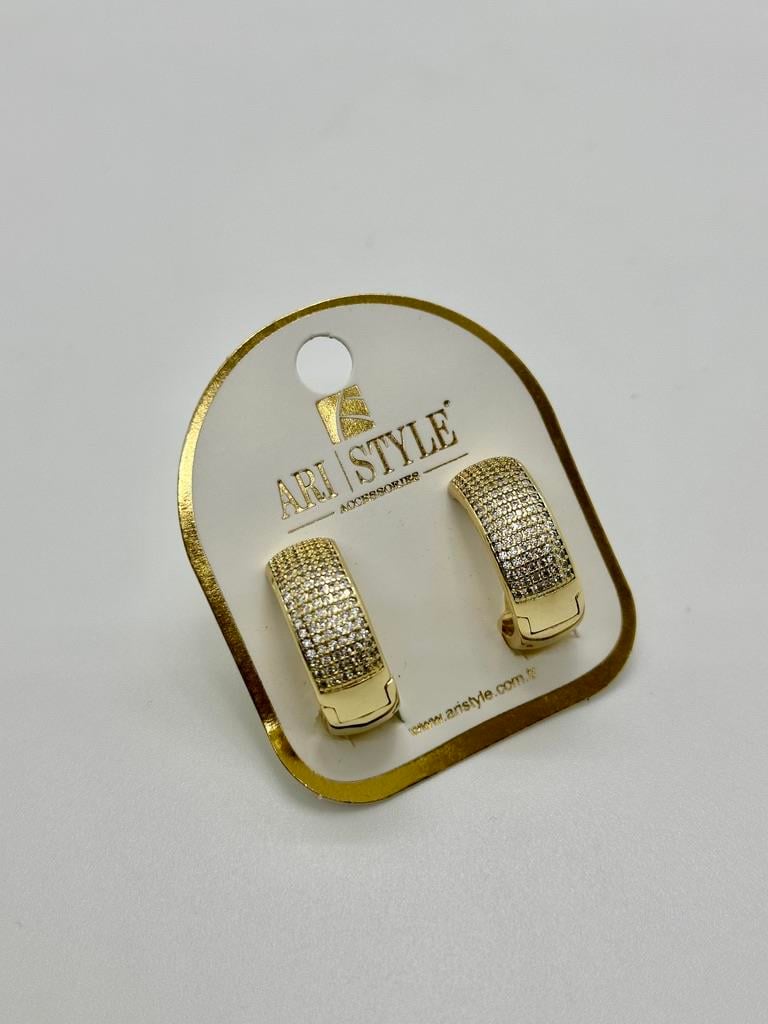 14K Altın Kaplama Taşlı Küpe BZ0839