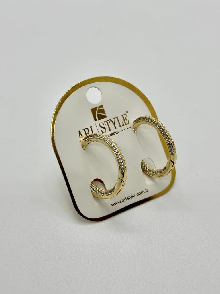 14K Altın Kaplama Taşlı Küpe BZ0840