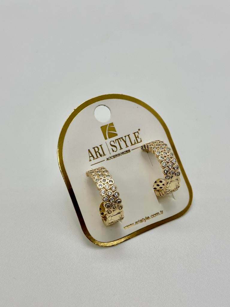 14K Altın Kaplama Taşlı Küpe BZ0842