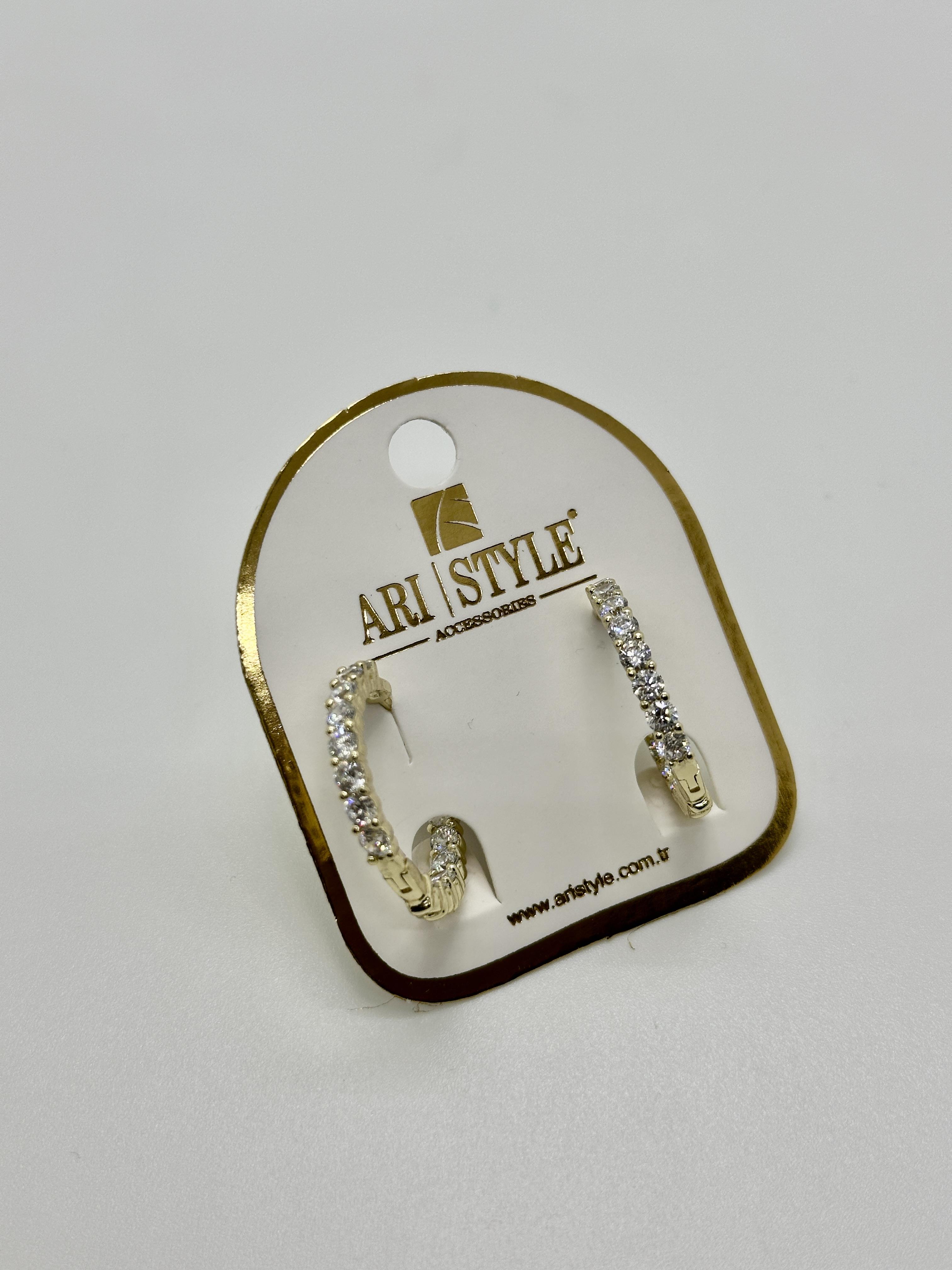 14K Altın Kaplama Taşlı Küpe BZ0845