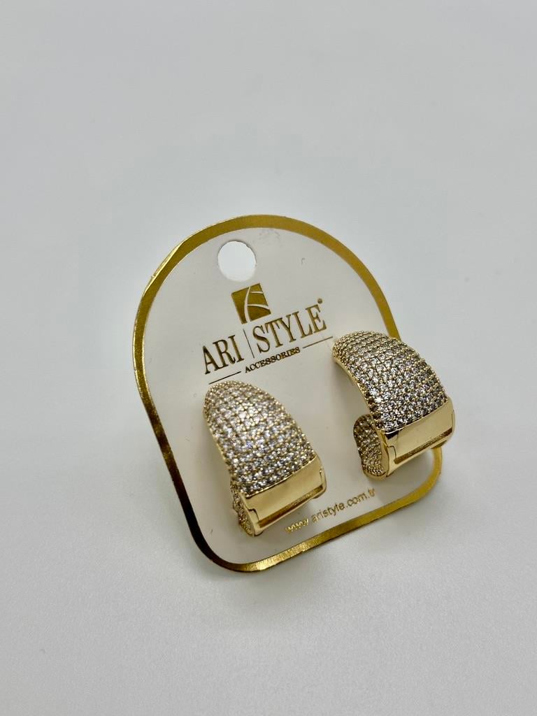 14K Altın Kaplama Taşlı Küpe BZ0852