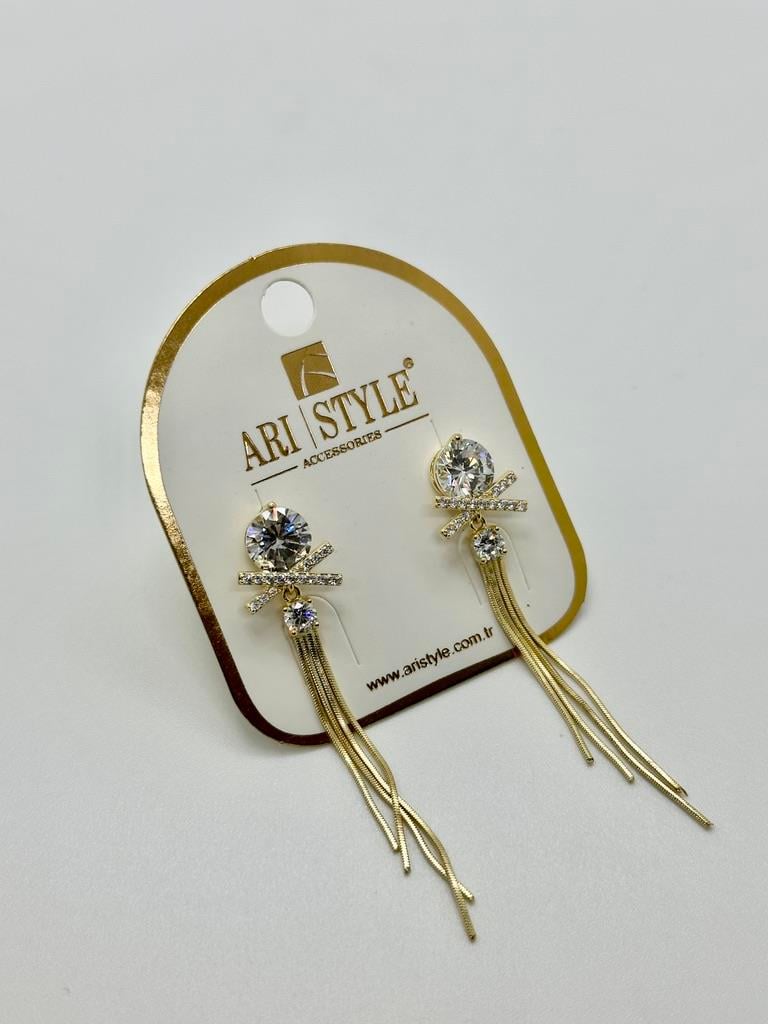 14K Altın Kaplama Taşlı Küpe BZ0888