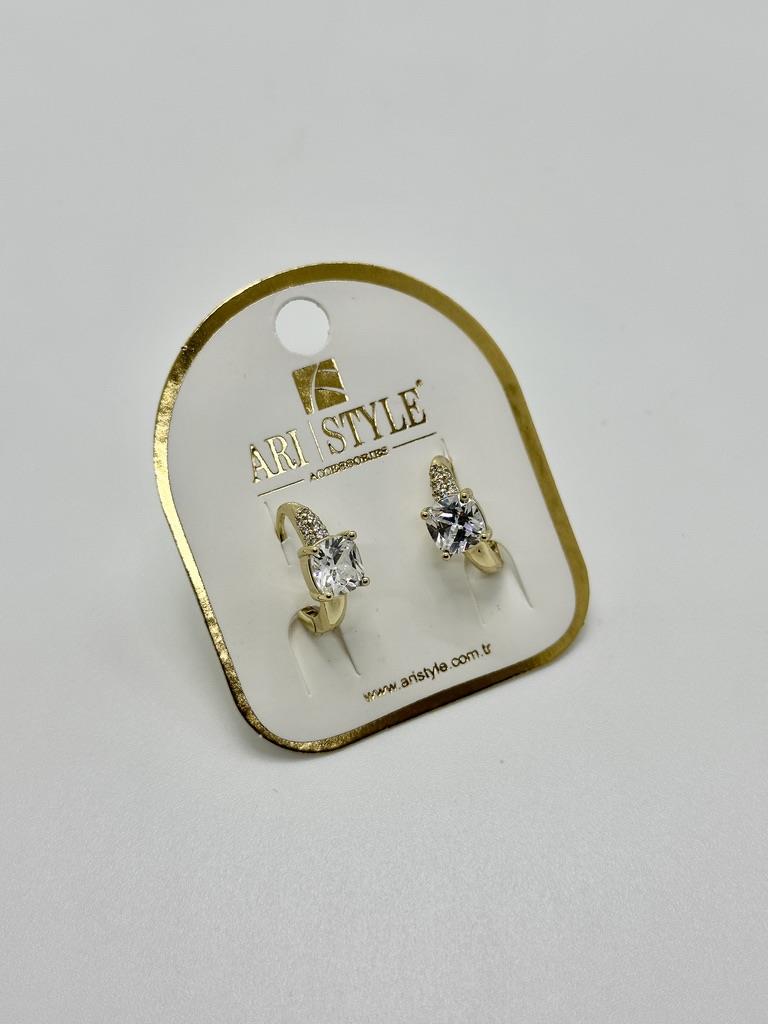 14K Altın Kaplama Taşlı Küpe BZ0908
