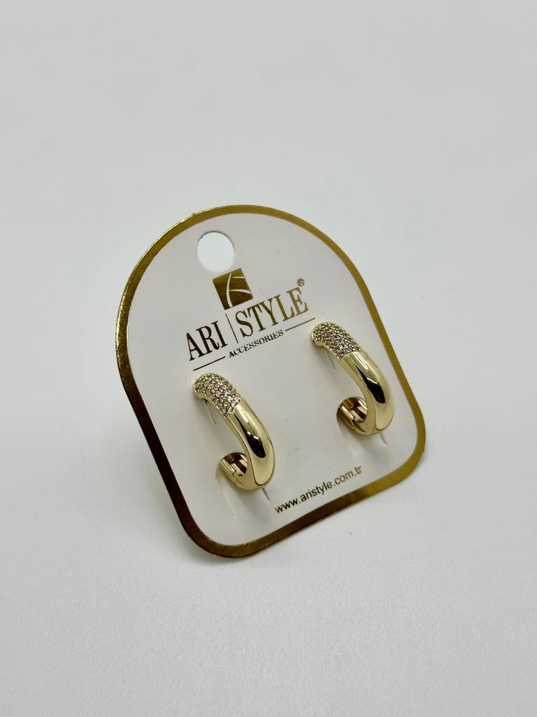 14K Altın Kaplama Taşlı Küpe BZ0910
