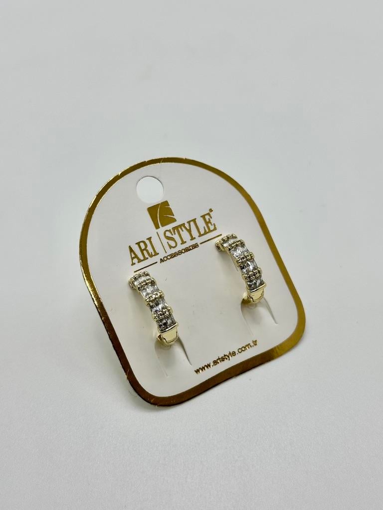 14K Altın Kaplama Taşlı Küpe BZ0914
