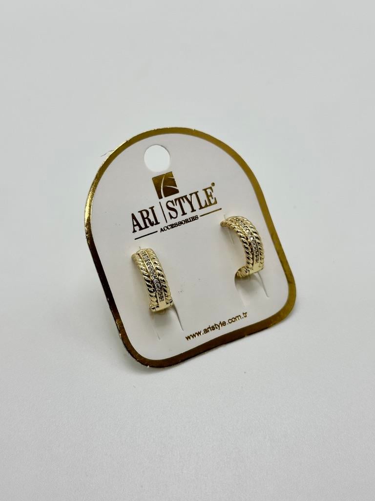 14K Altın Kaplama Taşlı Küpe BZ0921