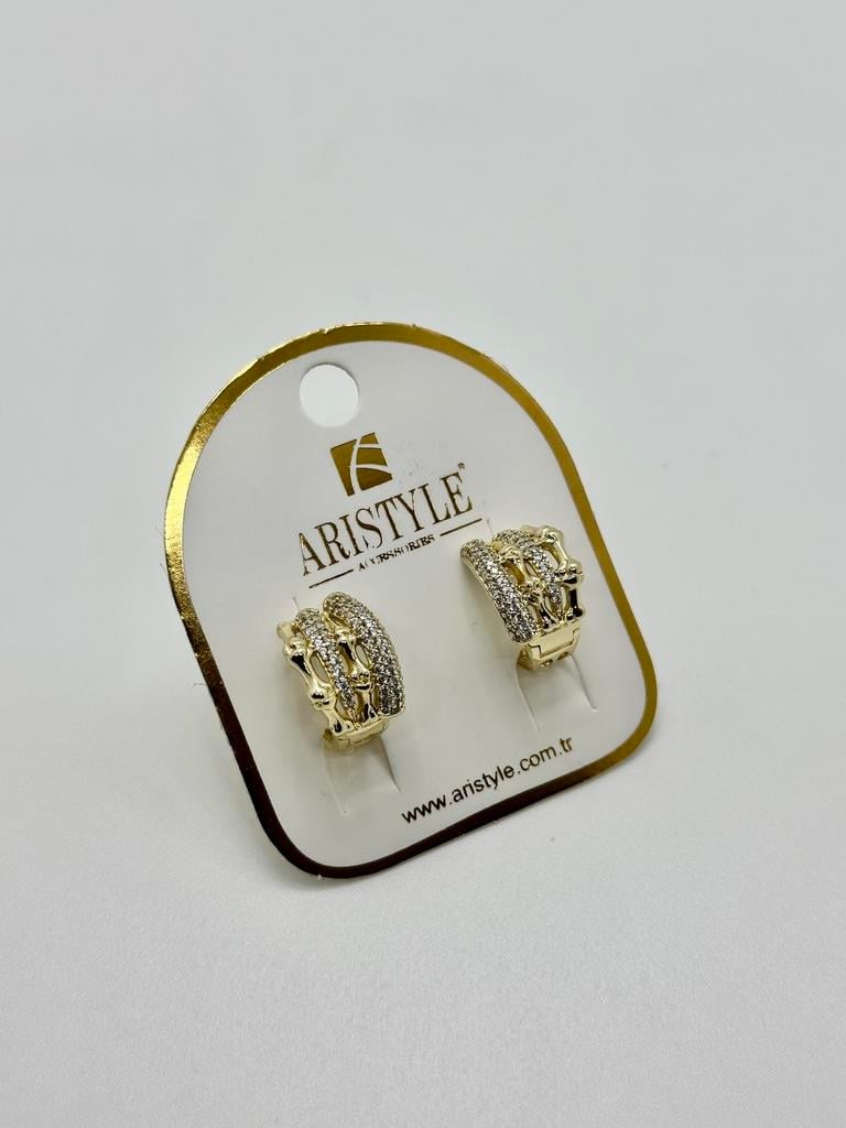 14K Altın Kaplama Taşlı Küpe BZ0923