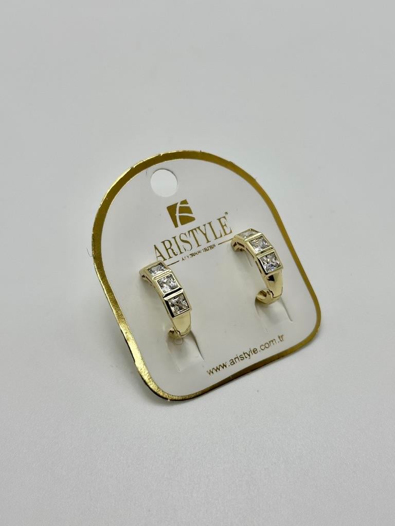 14K Altın Kaplama Taşlı Küpe BZ0931