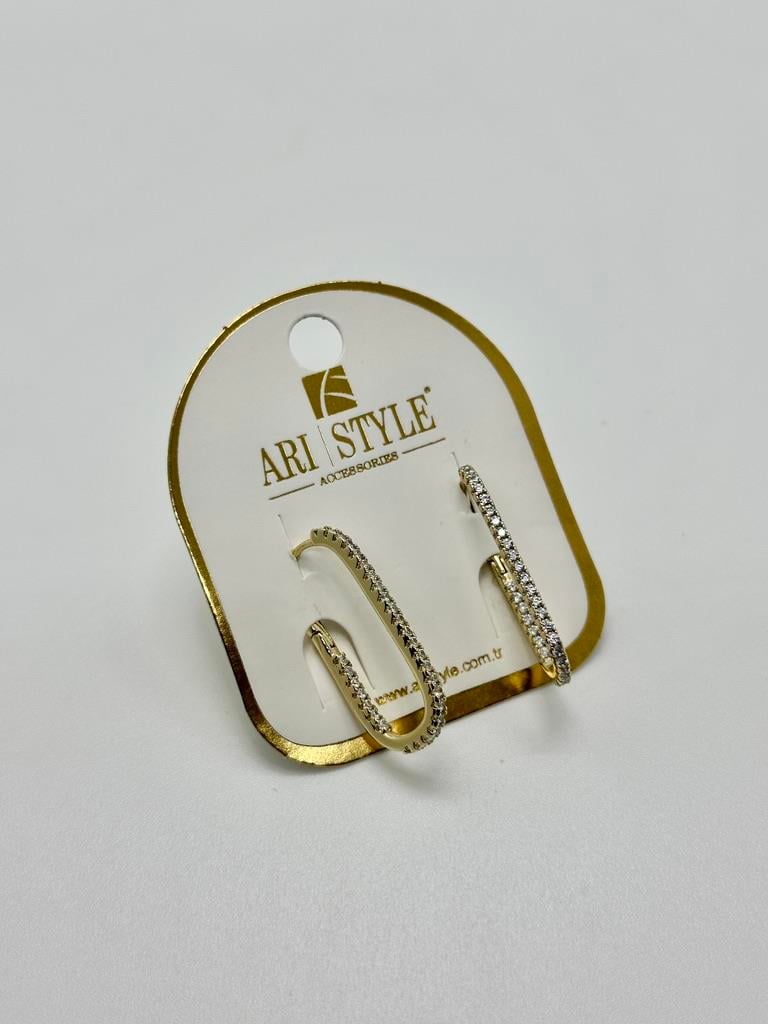 14K Altın Kaplama Taşlı Küpe BZ0937