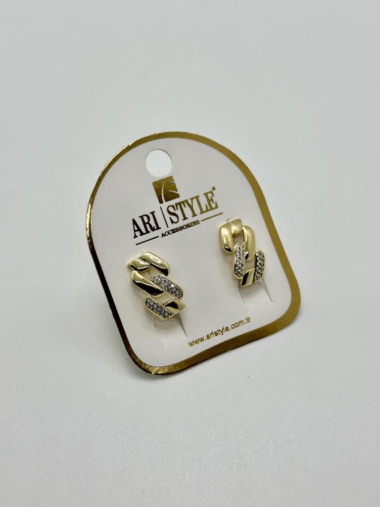 14K Altın Kaplama Taşlı Küpe BZ0946