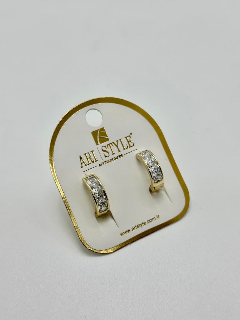 14K Altın Kaplama Taşlı Küpe BZ0964