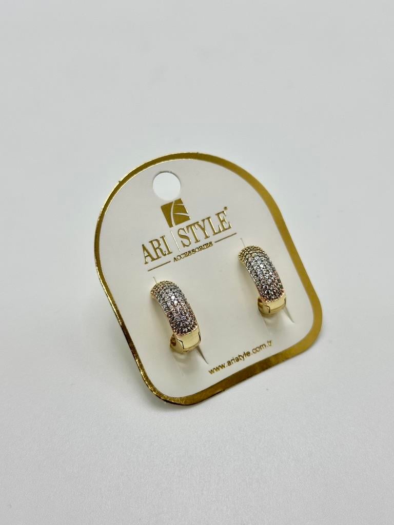 14K Altın Kaplama Taşlı Küpe BZ0967