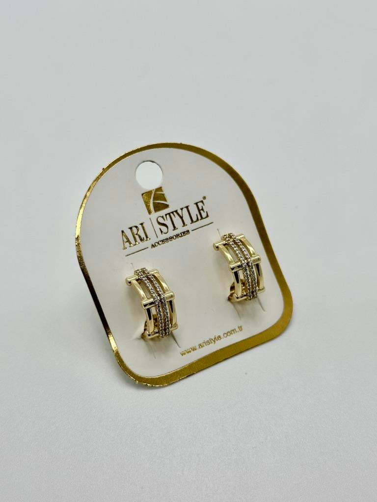 14K Altın Kaplama Taşlı Küpe BZ0968