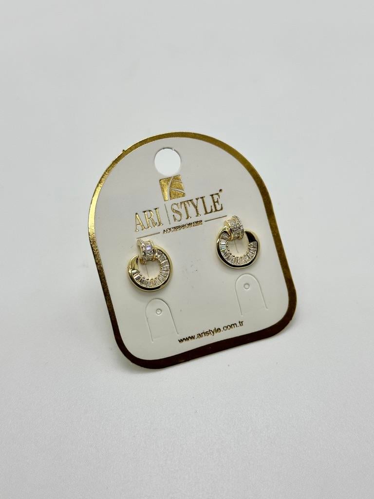 14K Altın Kaplama Taşlı Küpe BZ1290