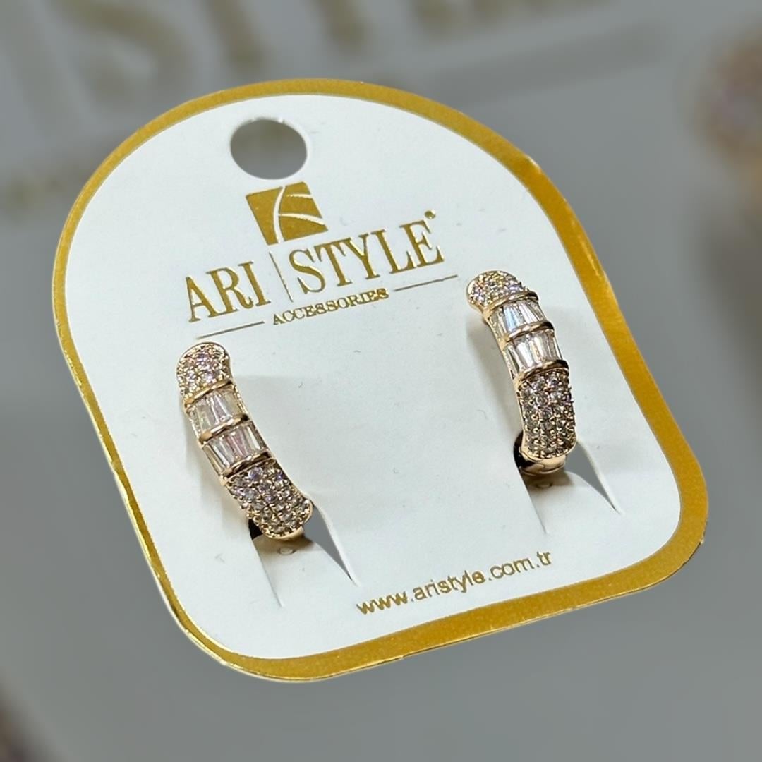 18 K Altın Kaplama Taşlı Klipsli Küpe BZ0057