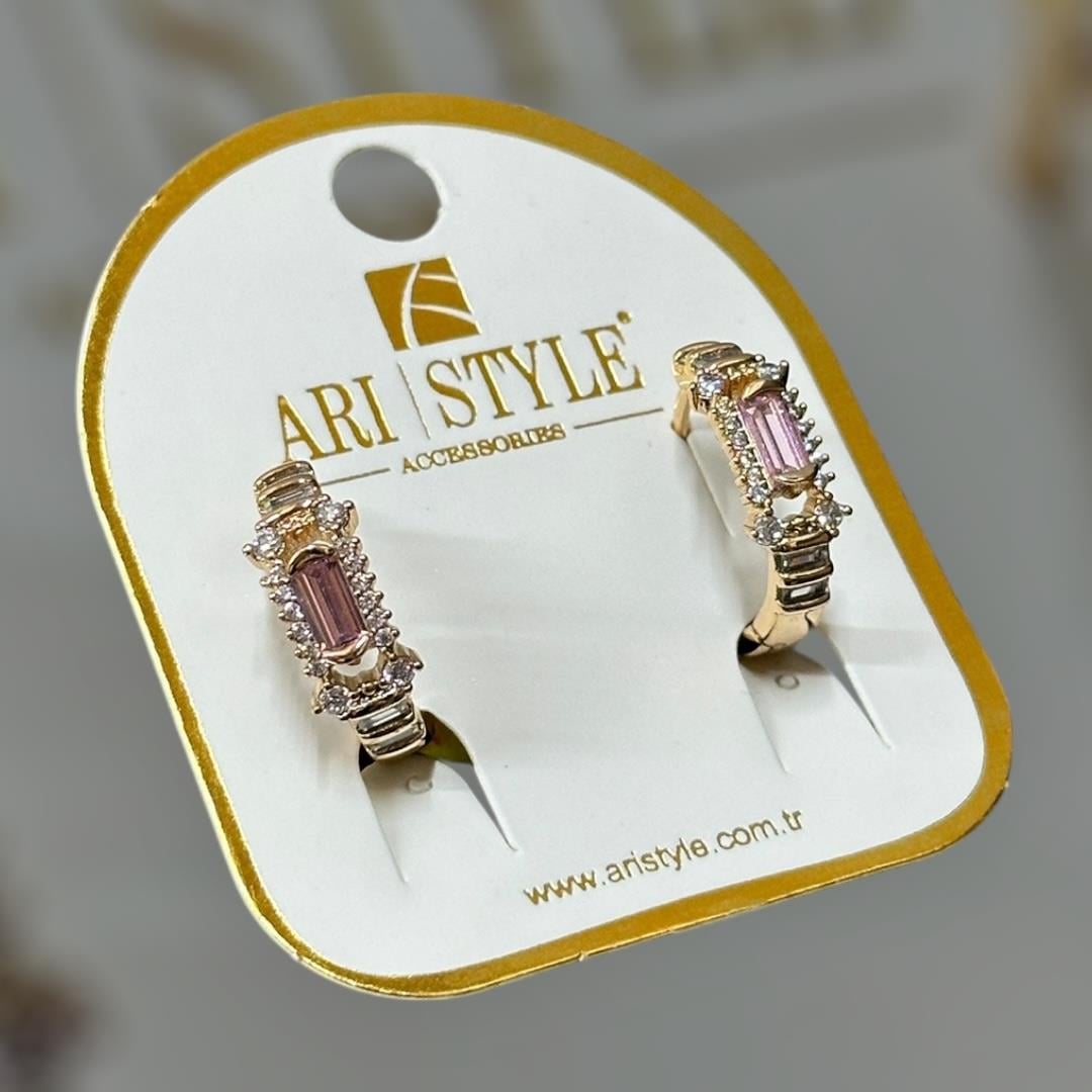 18 K Altın Kaplama Taşlı Klipsli Küpe BZ0112