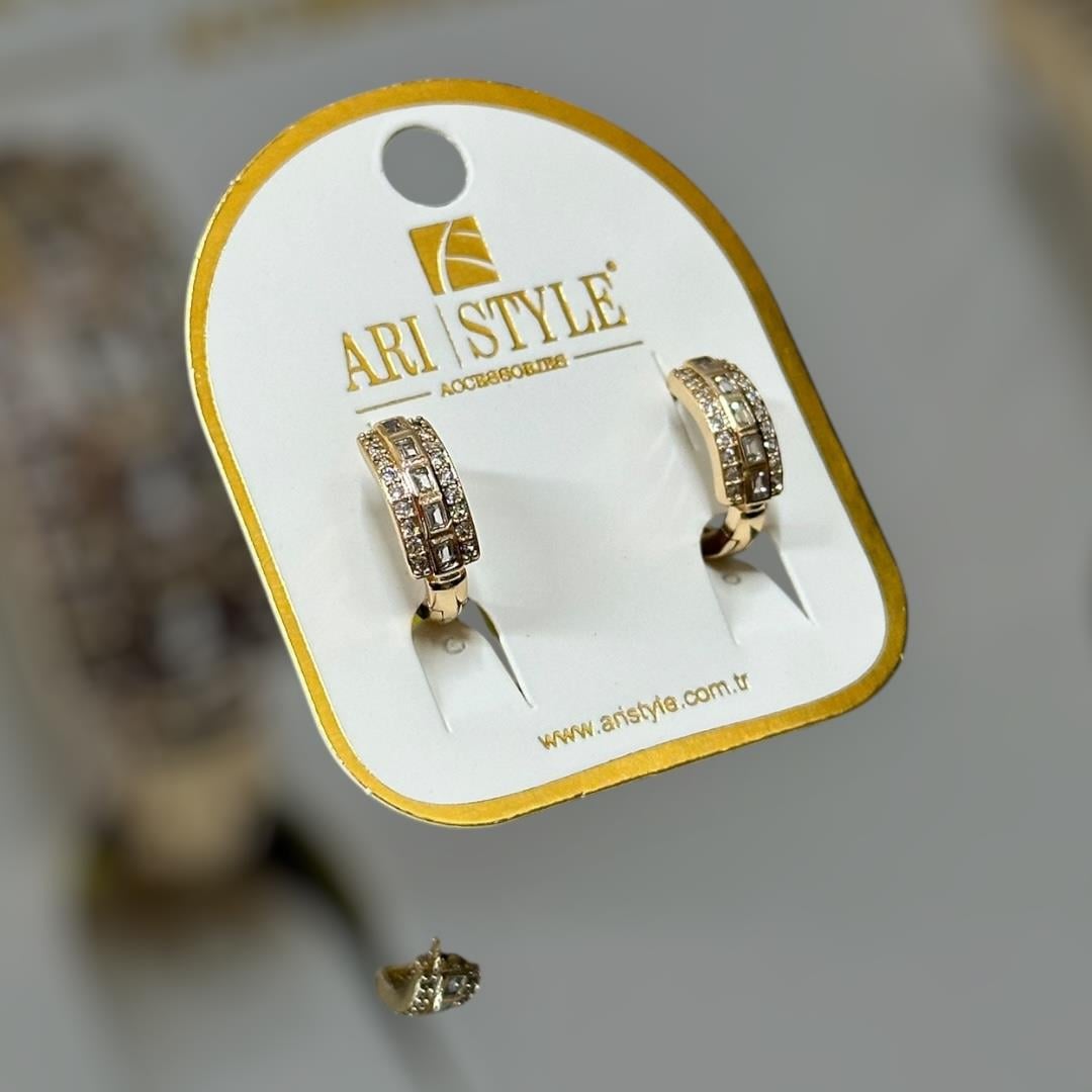 18 K Altın Kaplama Taşlı Klipsli Küpe BZ0063