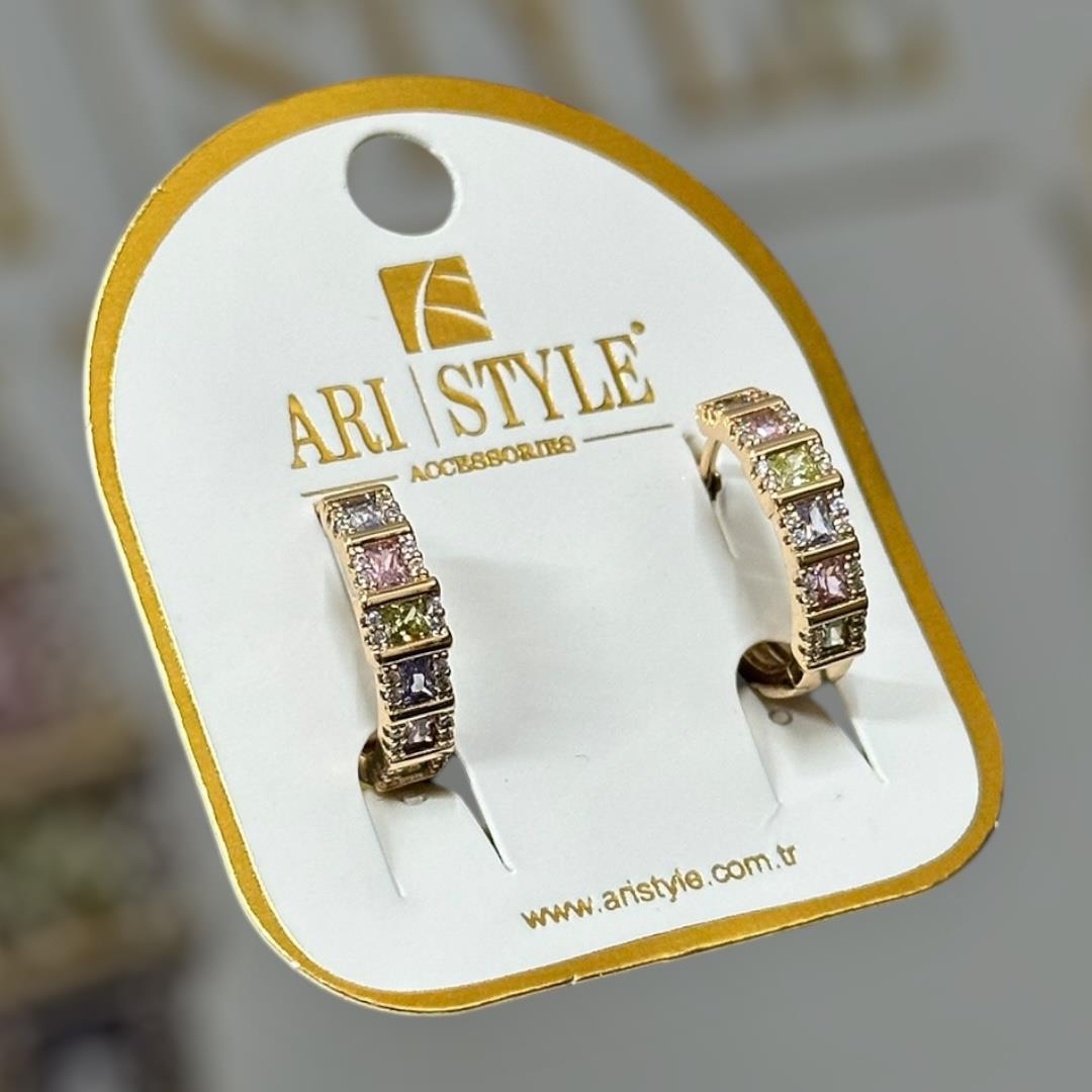 18 K Altın Kaplama Taşlı Klipsli Küpe BZ0174