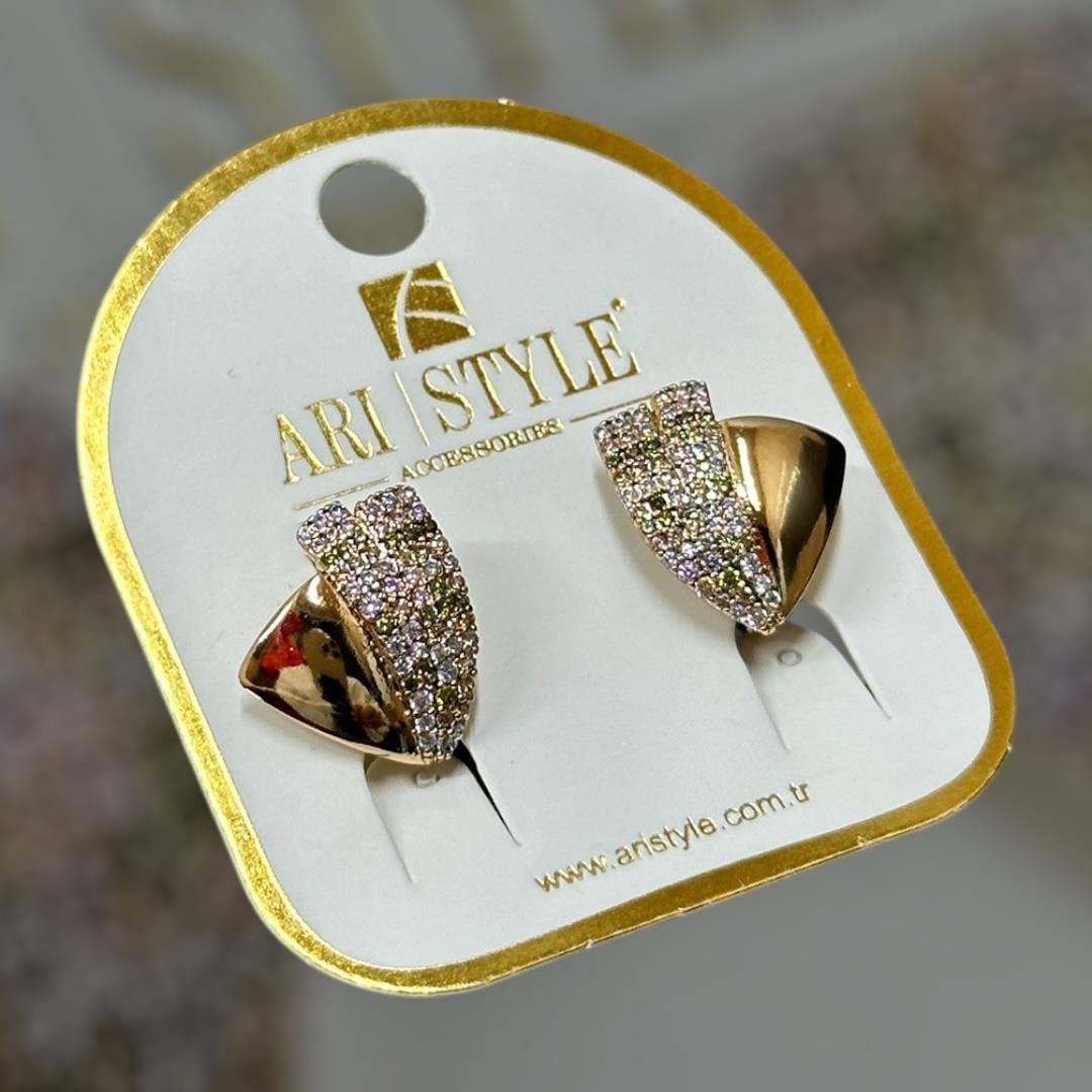 18 K Altın Kaplama Taşlı Klipsli Küpe BZ0158
