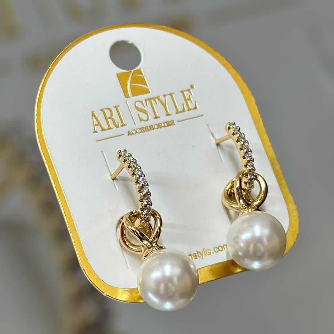18 K Altın Kaplama Taşlı Klipsli Küpe BZ0056
