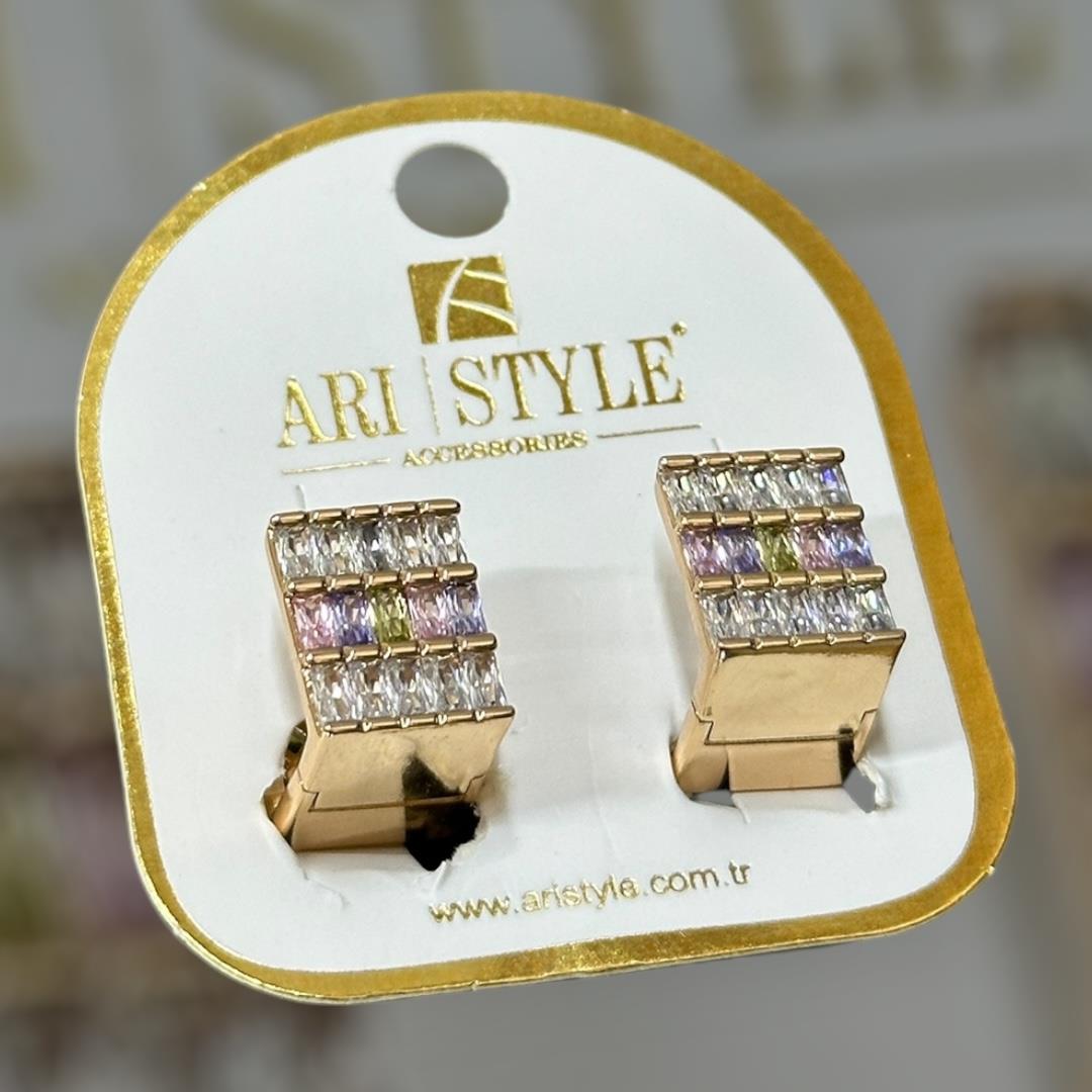 18 K Altın Kaplama Taşlı Klipsli Küpe BZ0159