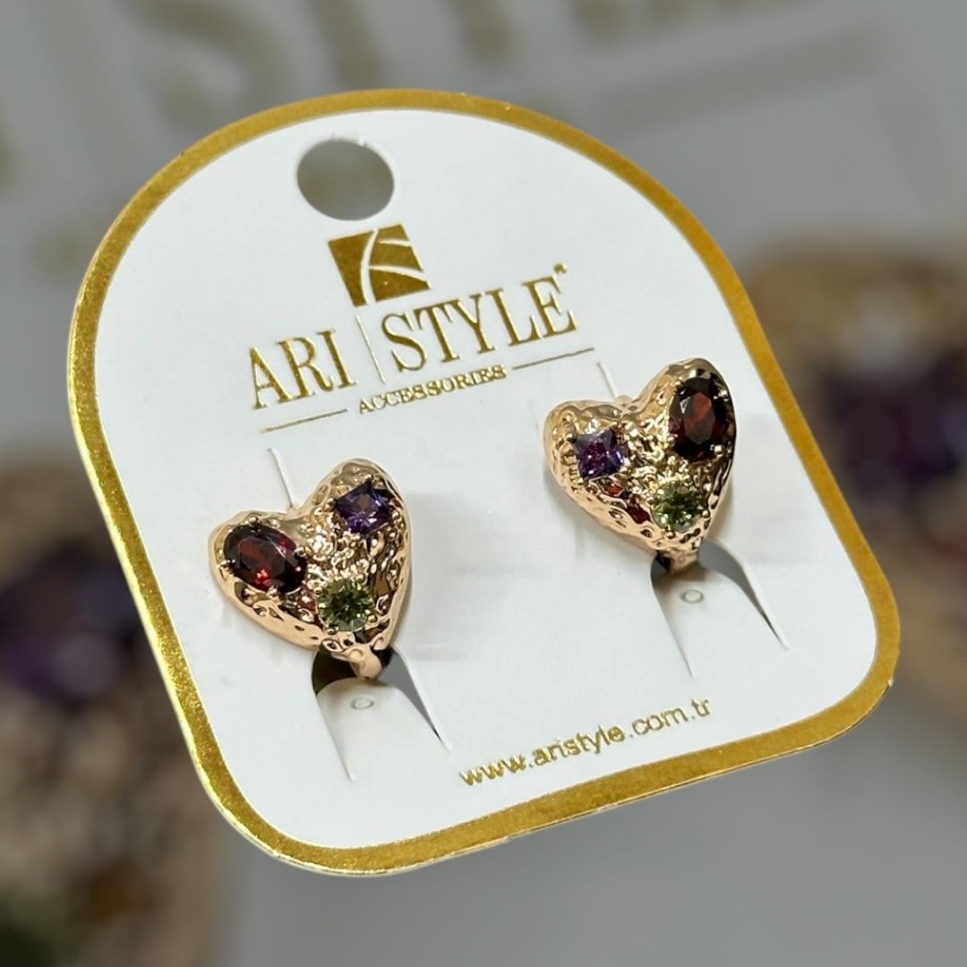 18 K Altın Kaplama Taşlı Klipsli Küpe BZ0163