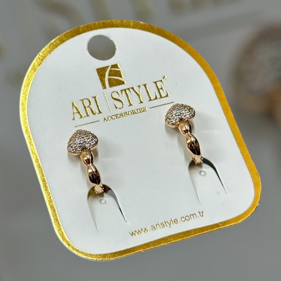 18 K Altın Kaplama Taşlı Klipsli Küpe BZ0151