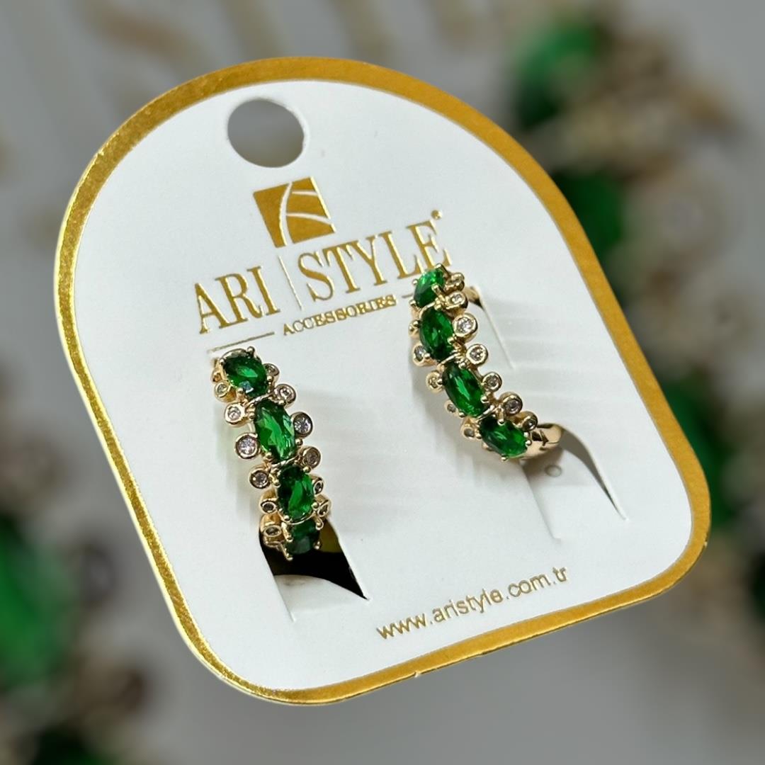 18 K Altın Kaplama Taşlı Klipsli Küpe BZ0160