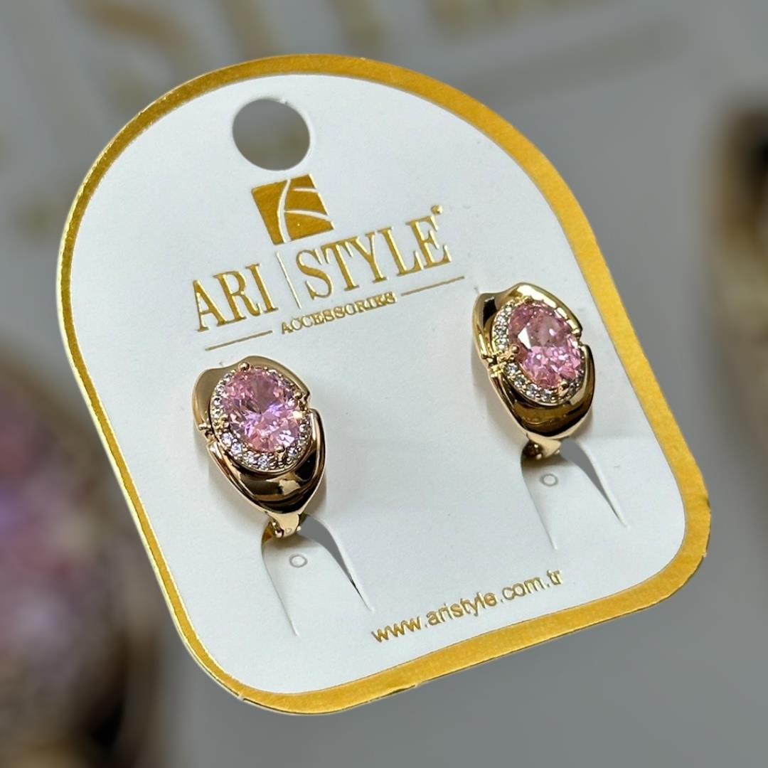 18 K Altın Kaplama Taşlı Klipsli Küpe BZ0162