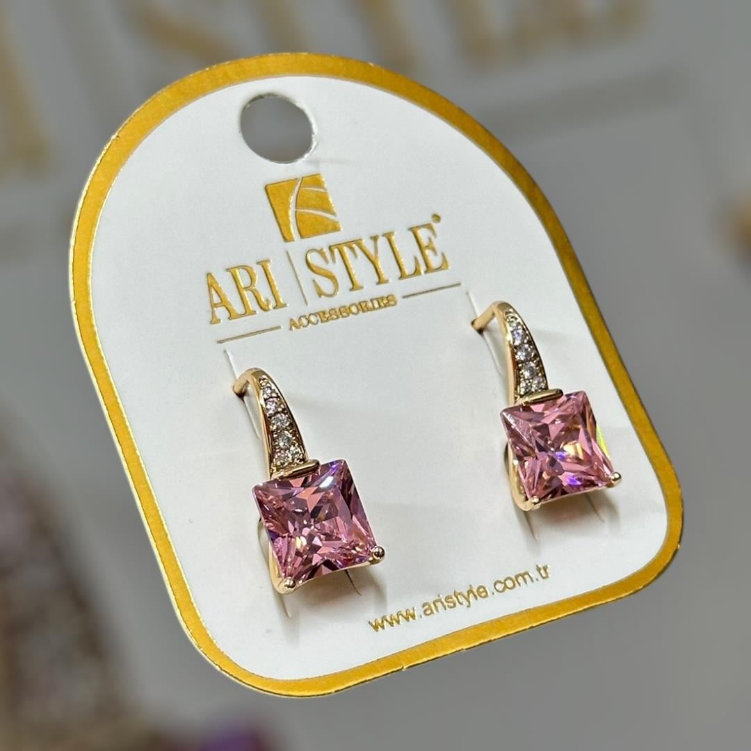 18 K Altın Kaplama Taşlı Klipsli Küpe BZ0015