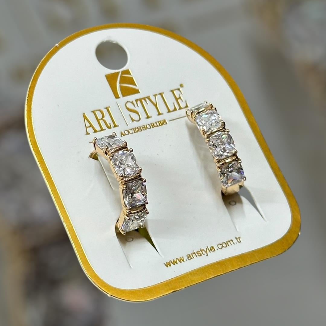 18 K Altın Kaplama Taşlı Klipsli Küpe BZ0062