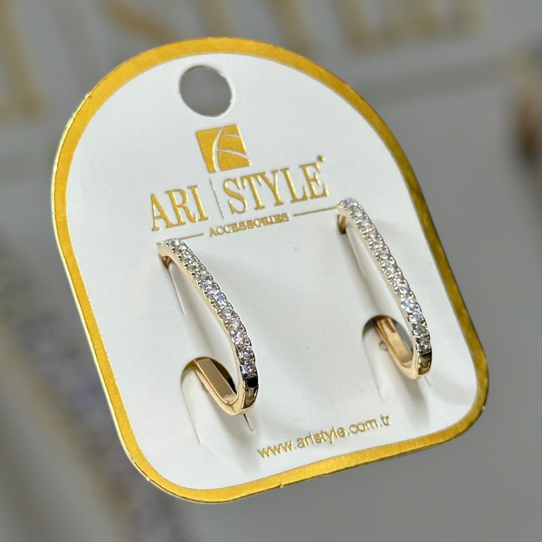 18 K Altın Kaplama Taşlı Klipsli Küpe BZ0098