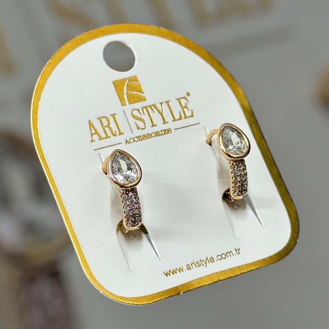 18 K Altın Kaplama Taşlı Klipsli Küpe BZ0107