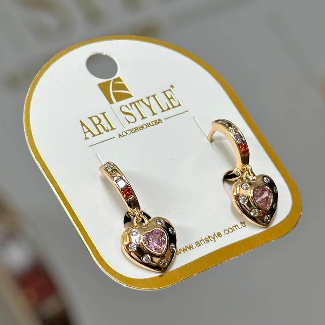 18 K Altın Kaplama Taşlı Sallantılı Küpe BZ0048
