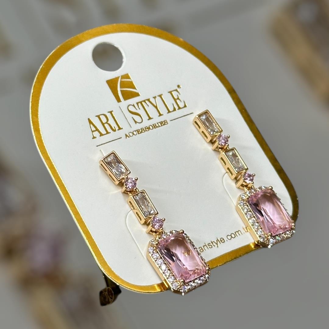 18 K Altın Kaplama Taşlı Sallantılı Küpe BZ0044