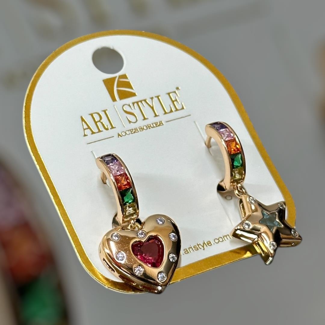 18 K Altın Kaplama Taşlı Sallantılı Küpe BZ0052