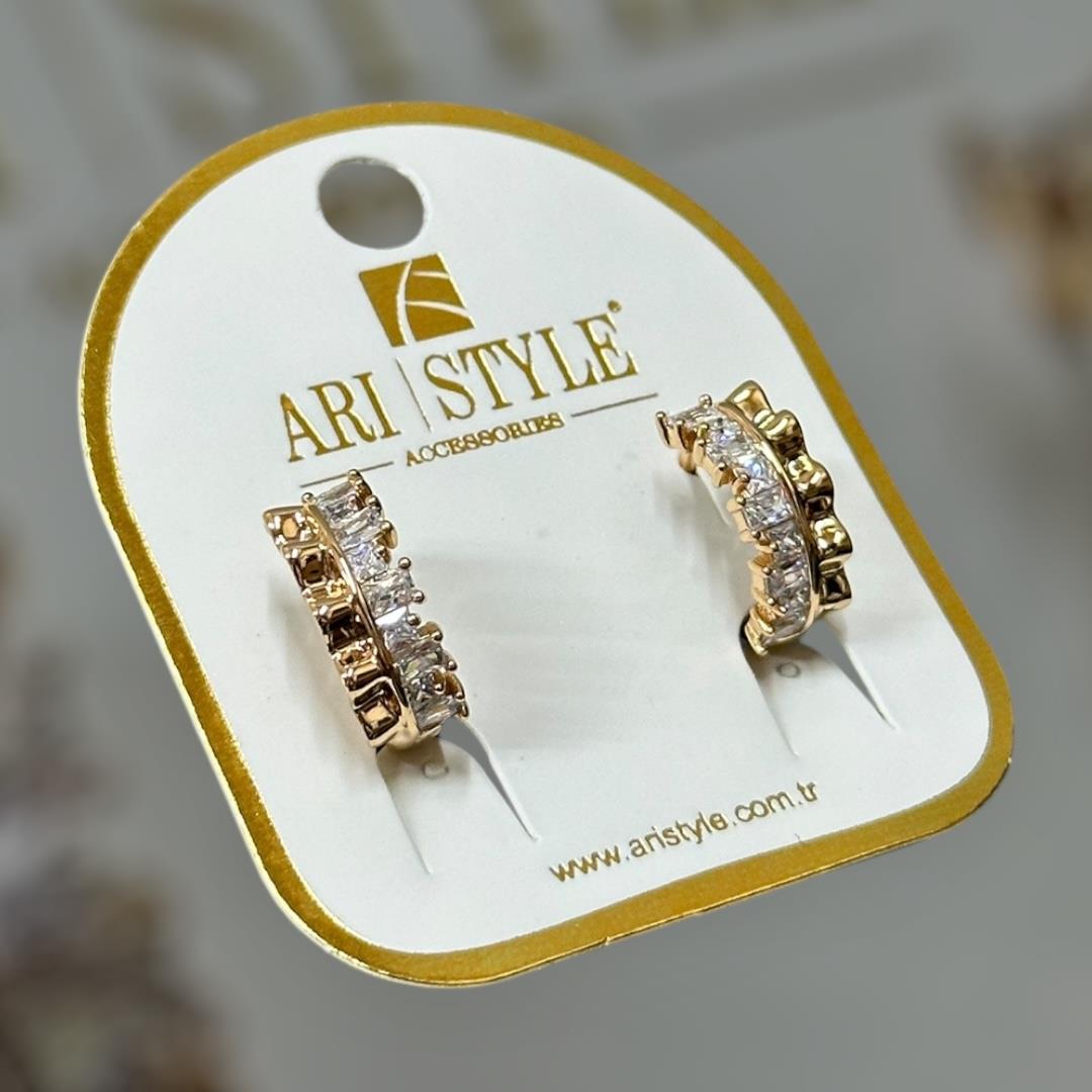 18 K Altın KaplamaTaşlı Klipsli Küpe BZ0140