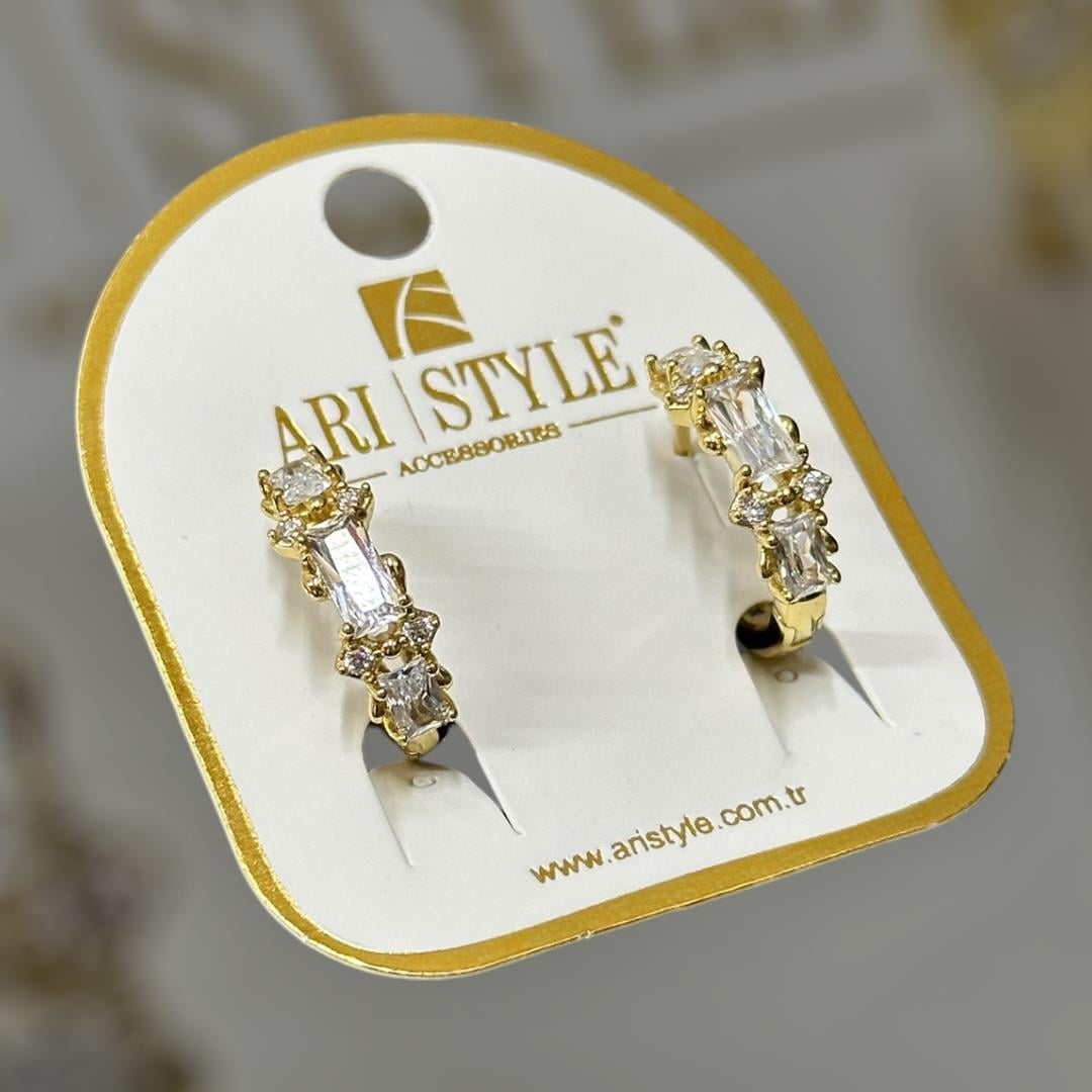 18 K Taşlı Klipsli Altın Kaplama Küpe BZ0006
