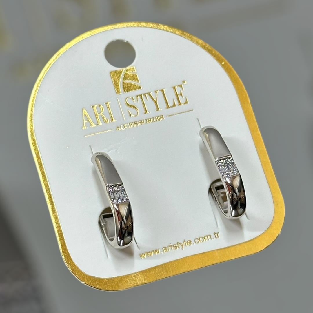 Rodyum Altın Kaplama Taşlı Klipsli Küpe BZ0154