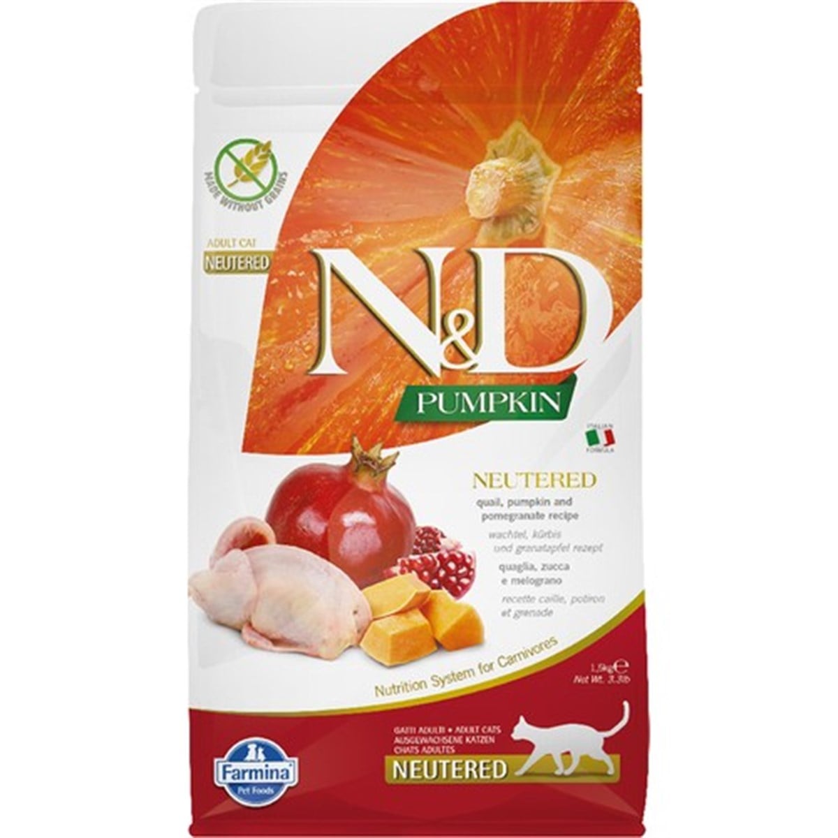 N&D Pumpkin Kedi Kısırlaştırılmış Bıldırcın ve Nar 1,5 kg