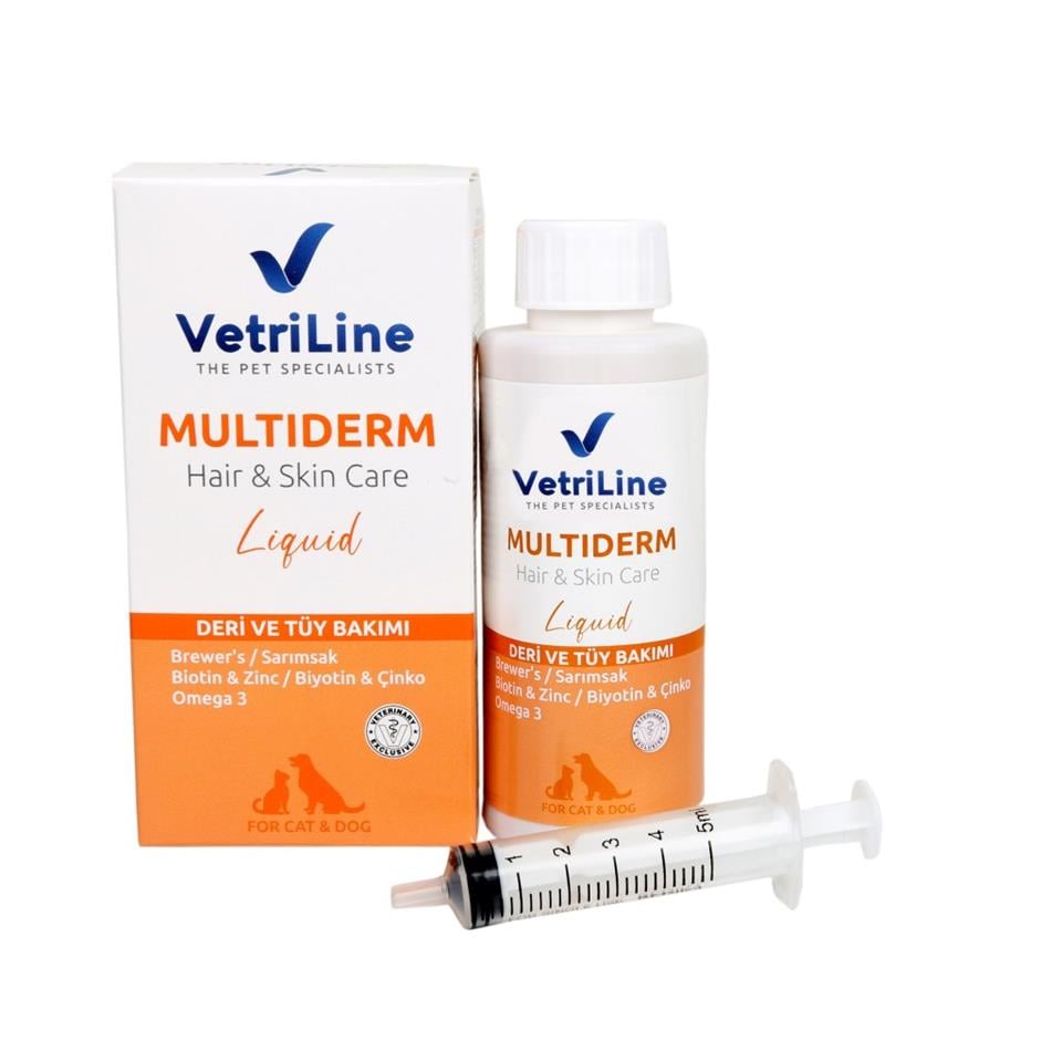 VETRILINE CAT & DOG MULTIDERM LIQUID (Kedi, Köpeklerde Deri, Tüy ve Tırnaklara Günlük Destek)