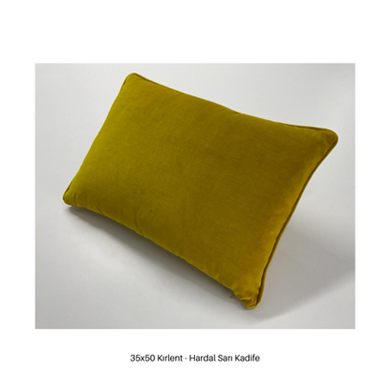 35x50 cm. İkili Takım Kadife Kumaşlı Kırlent - Hardal Sarı Tonunda 