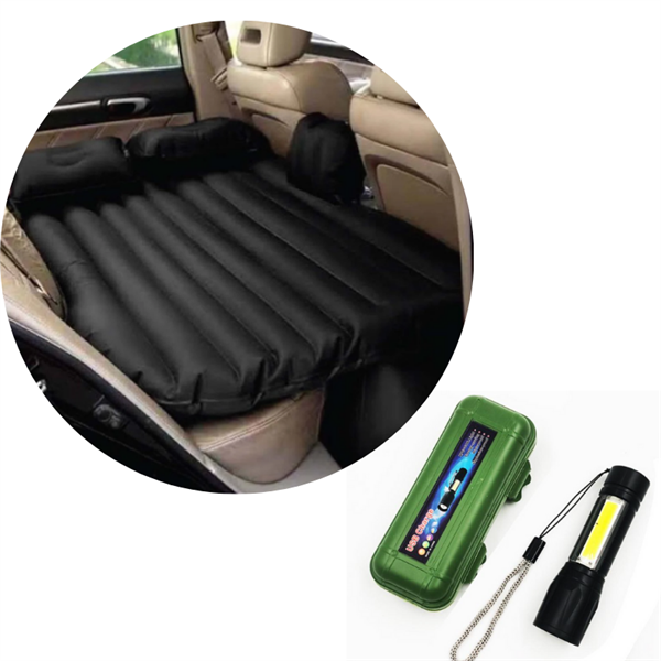 Araç İçi Kullanıma Uygun Şişme Portatif Kamp Yatağı ve Mini LED USB Şarj Edilebilir El Feneri