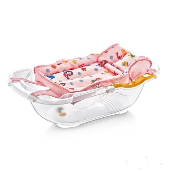 BabyJem Desenli Köpüklü Bebek Banyo Küvet Filesi 393 Pembe