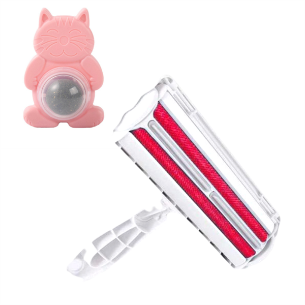 Kedi Köpekli Evler İçin Hazneli Kıyafet Tüy Toplayıcı ve Kedi Nanesi Yapışabilen Dönebilen Pembe Catnip Topu