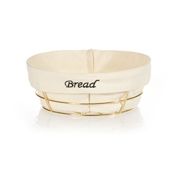 Biradlı Yuvarlak Bezli Ekmek Sepeti, 23x23x8,5 cm