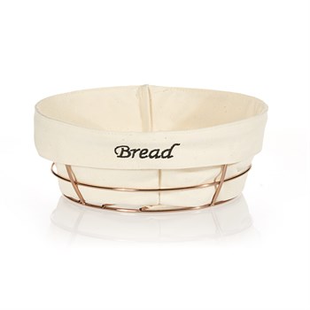 Biradlı Yuvarlak Bezli Ekmek Sepeti Bakır, 23x23x8,5 cm Bakır
